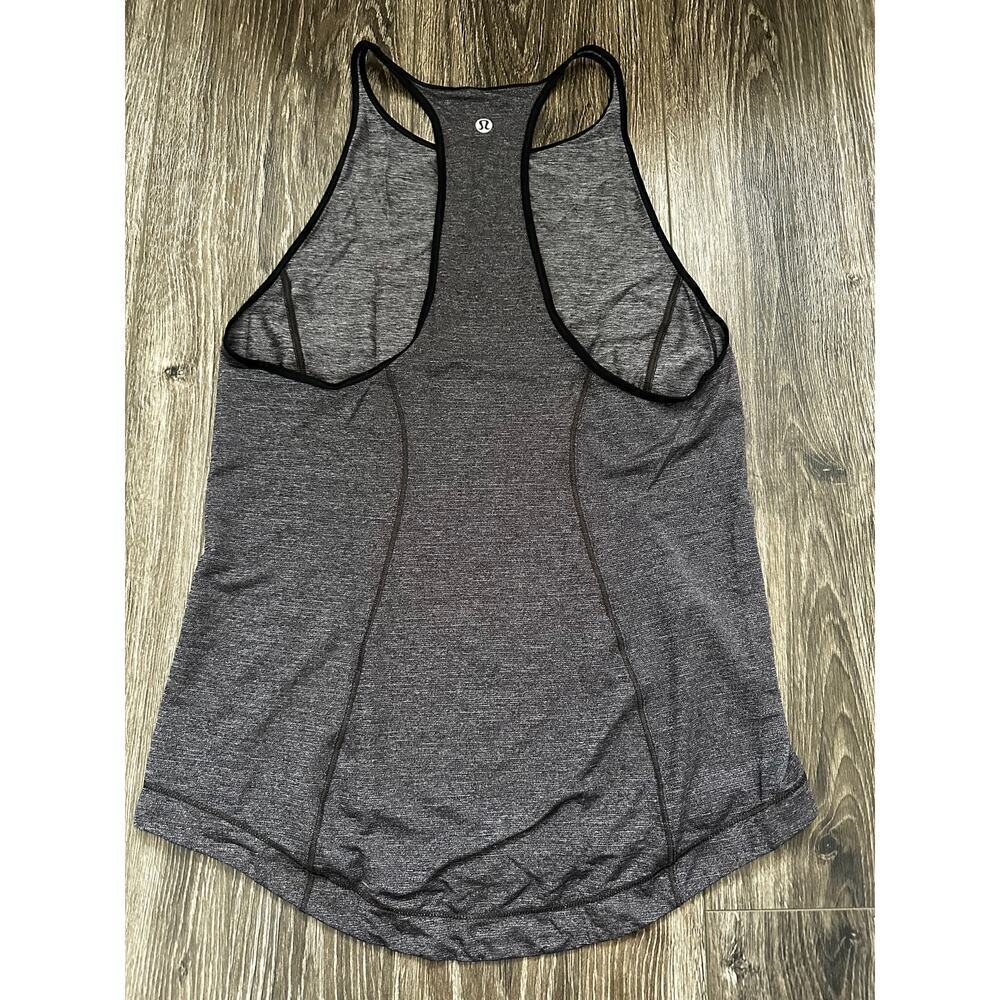 Lululemon Time To Sweat Tank My Race My Pace Heathered Black Gray Womens - Picture 3 of 5